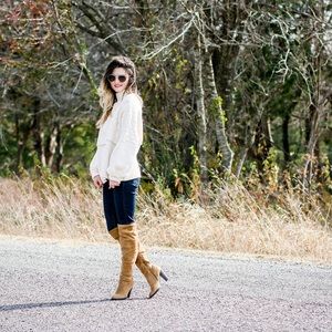 Layered High Neck Sweater with Cable Knitting